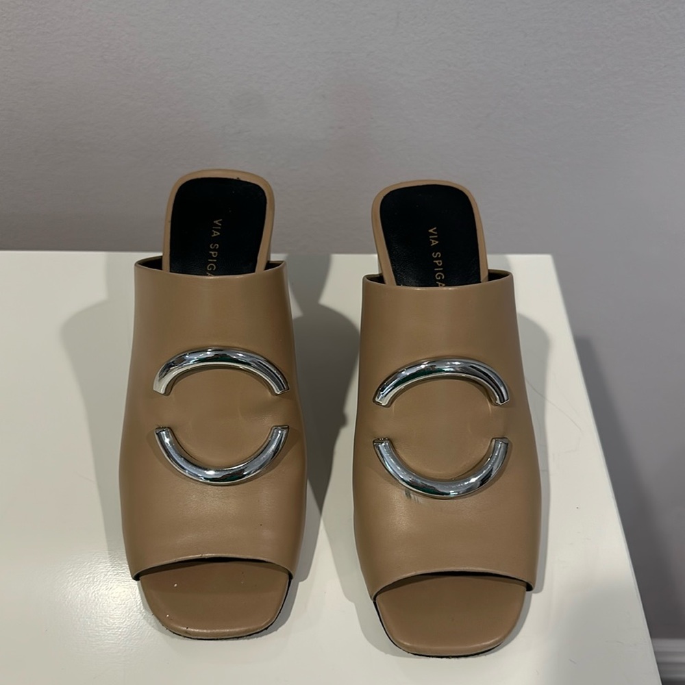 VIA SPIGA Women's Eleni Block Heel Sandal Slide